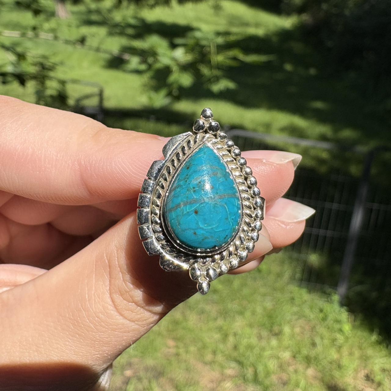 Women's Ring - Blue/Silver – Solid sterling Chrys… - image 1