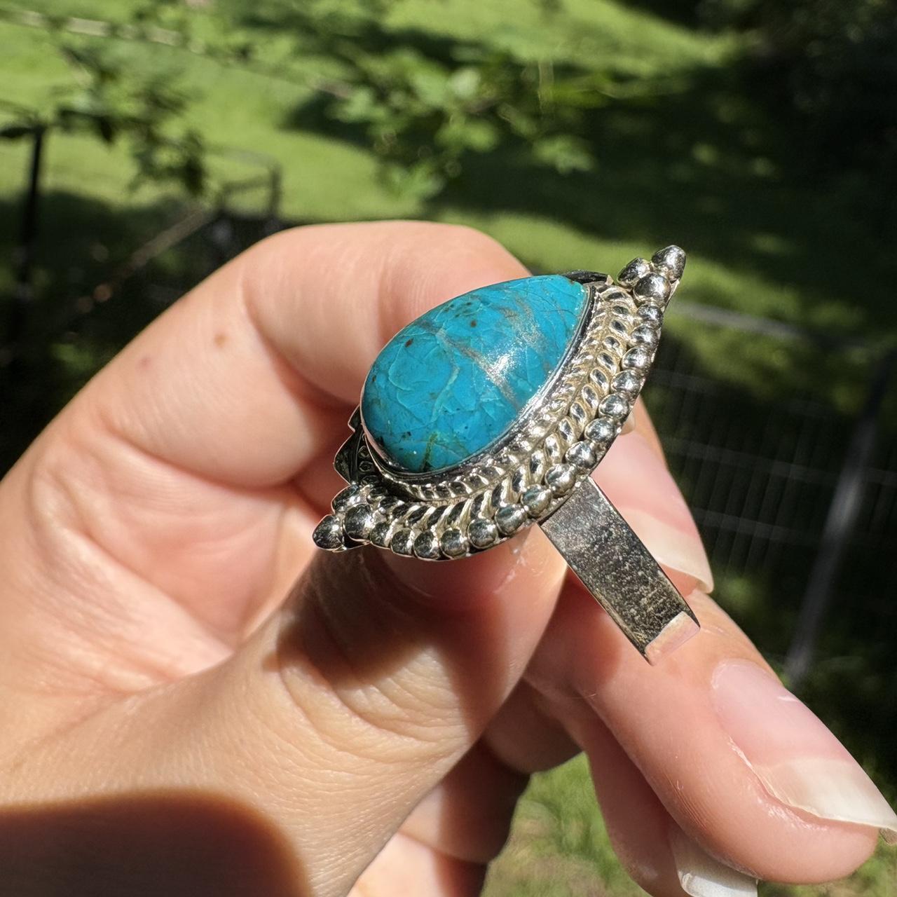 Women's Ring - Blue/Silver – Solid sterling Chrys… - image 5