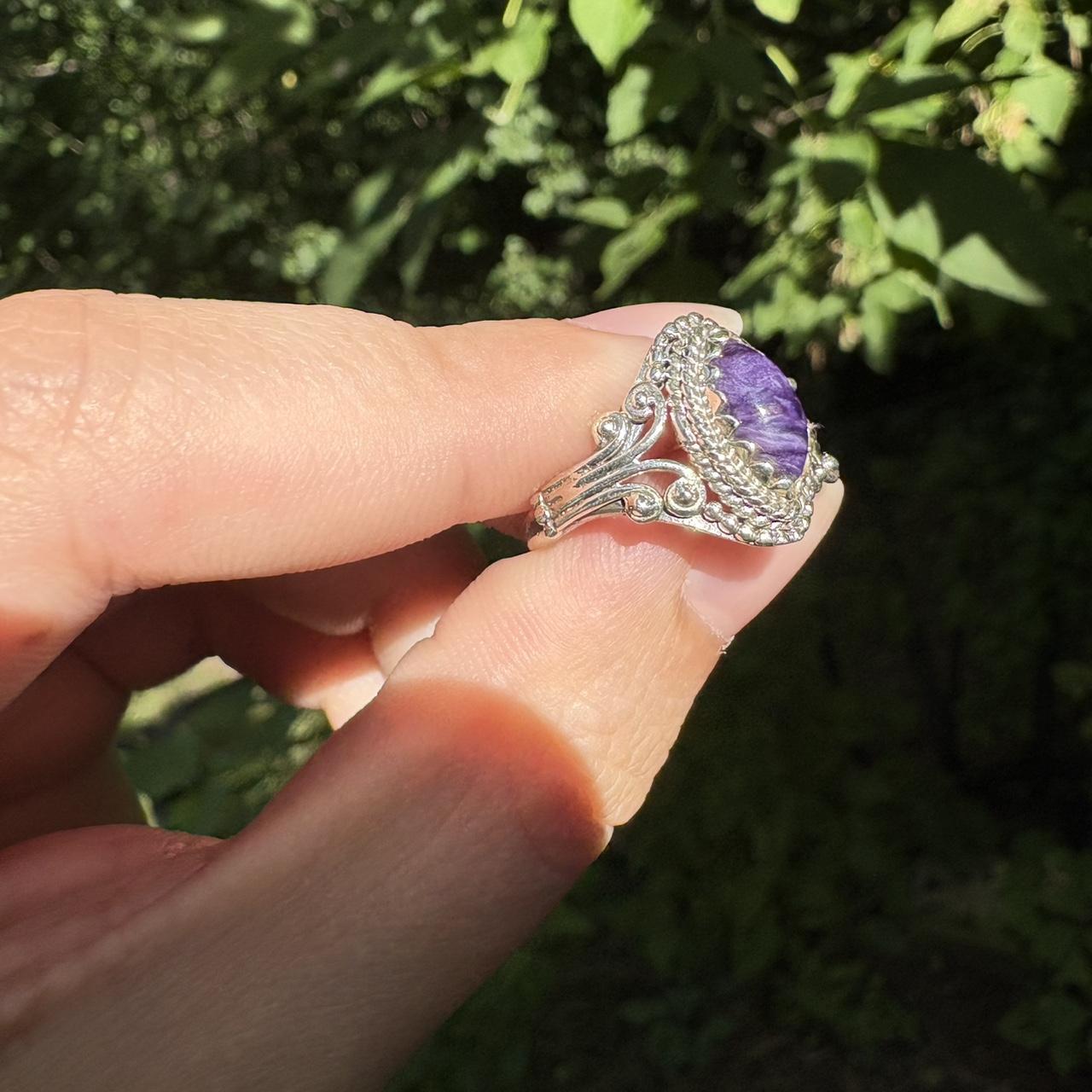 Women's Ring - Purple/Silver – Solid sterling Cha… - image 2