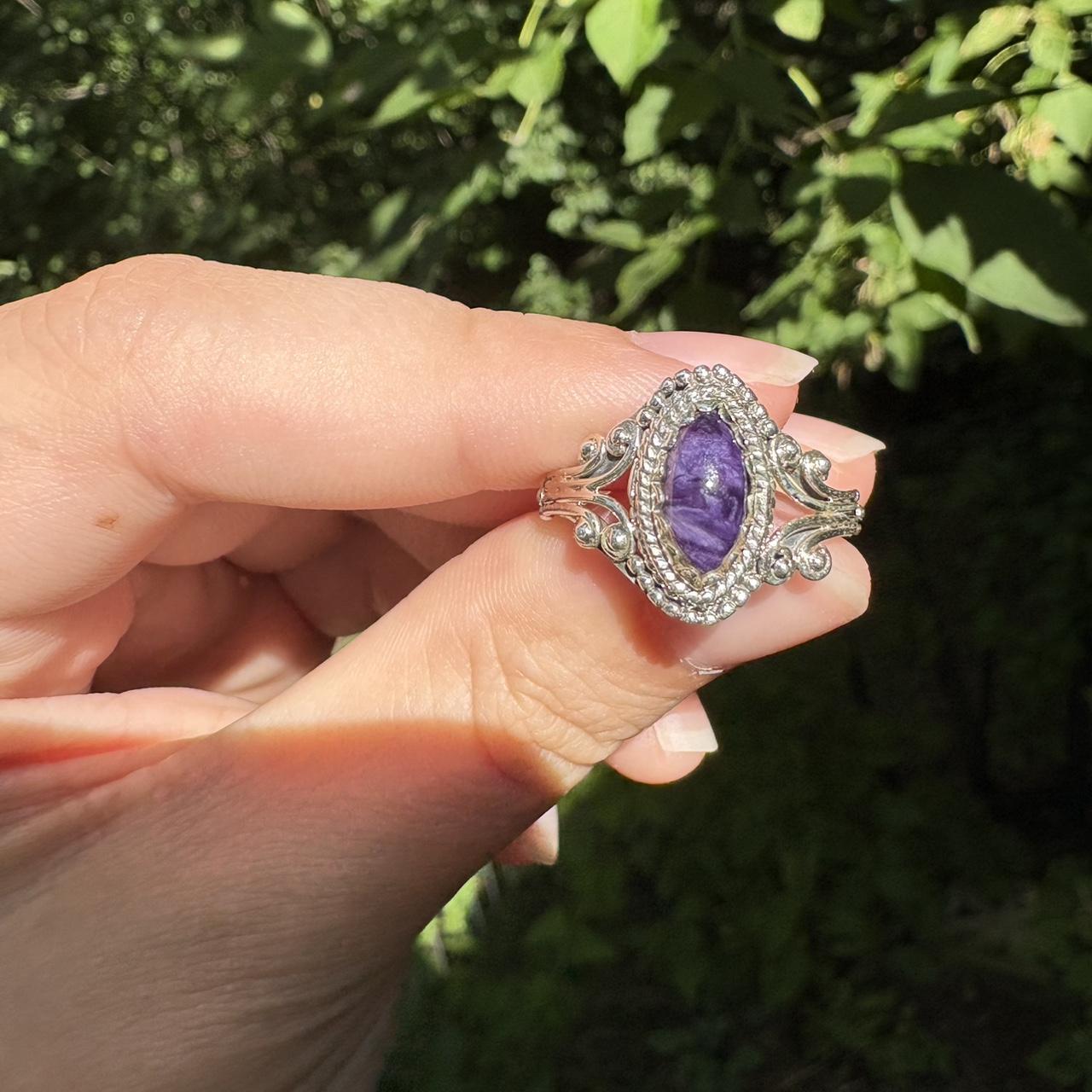Women's Ring - Purple/Silver – Solid sterling Cha… - image 1