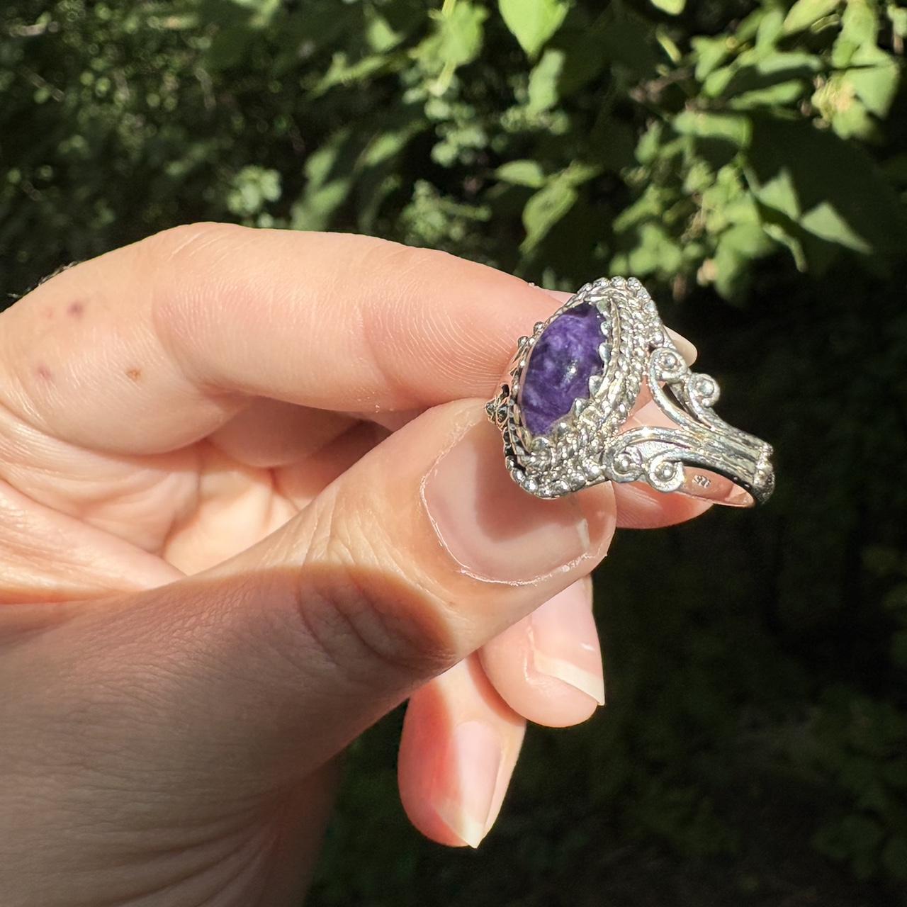 Women's Ring - Purple/Silver – Solid sterling Cha… - image 4