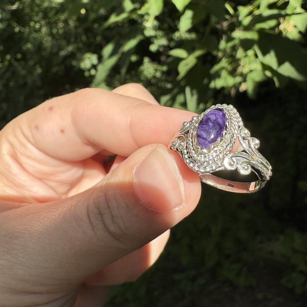 Women's Ring - Purple/Silver – Solid sterling Cha… - image 3