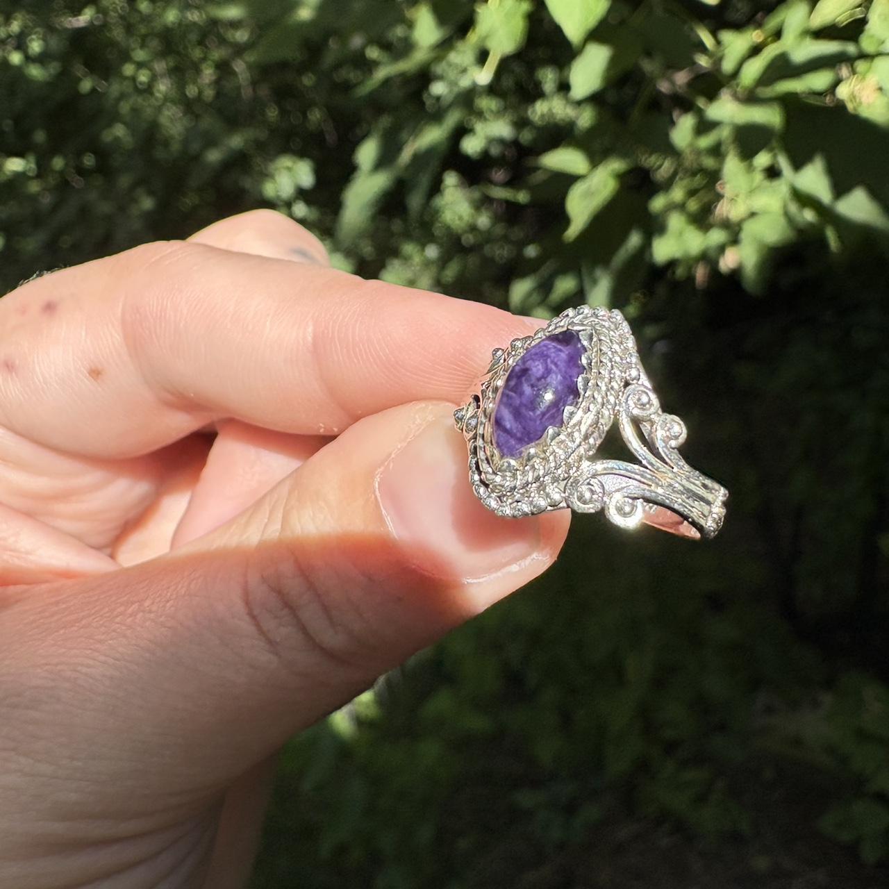 Women's Ring - Purple/Silver – Solid sterling Cha… - image 6