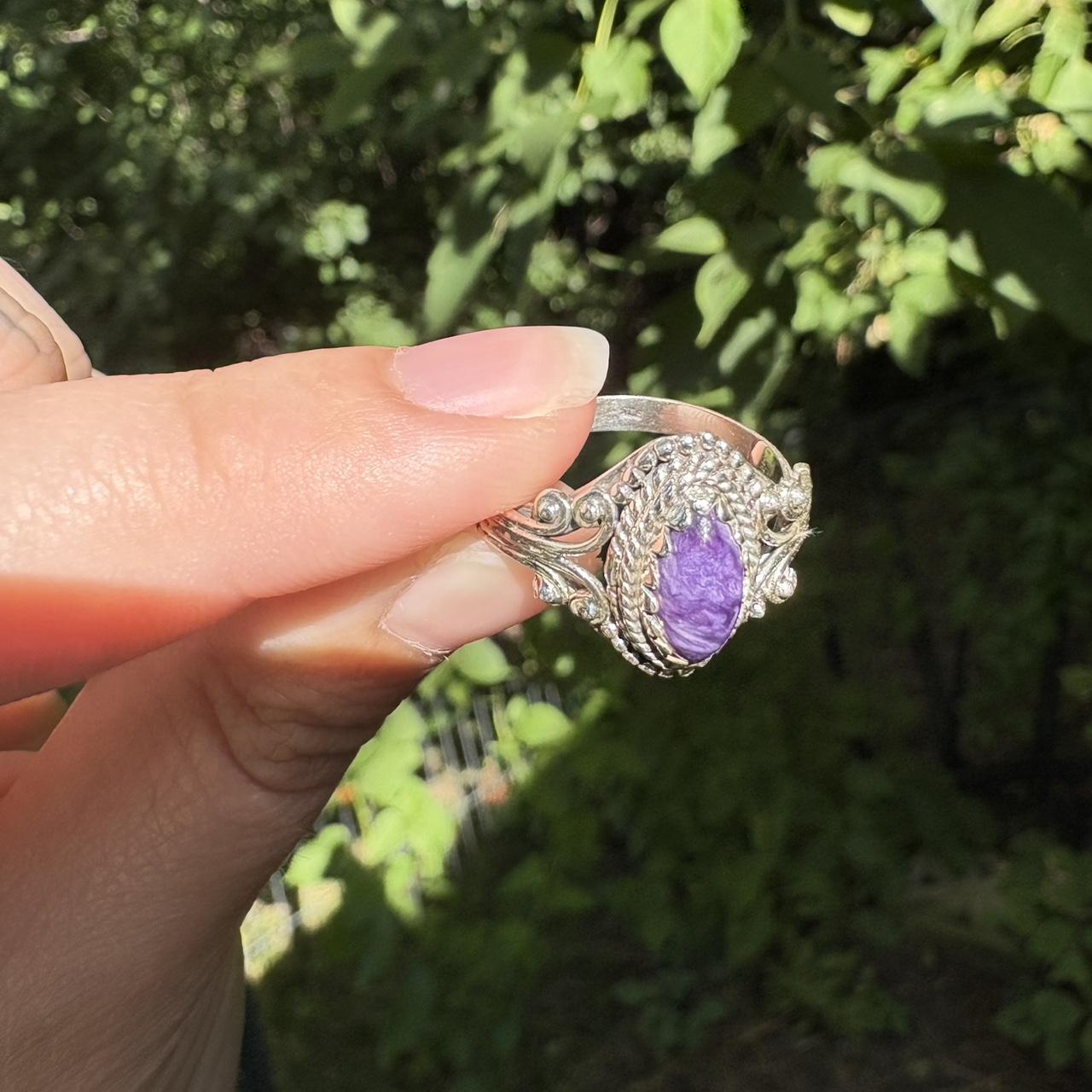 Women's Ring - Purple/Silver – Solid sterling Cha… - image 5