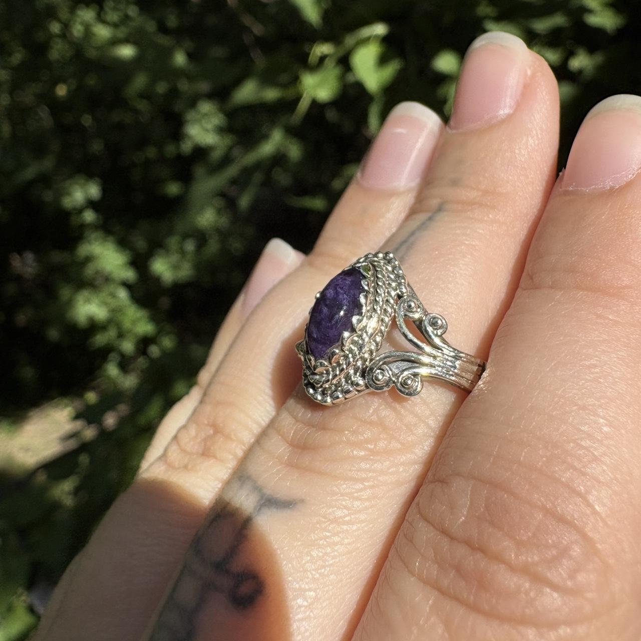 Women's Ring - Purple/Silver – Solid sterling Cha… - image 8