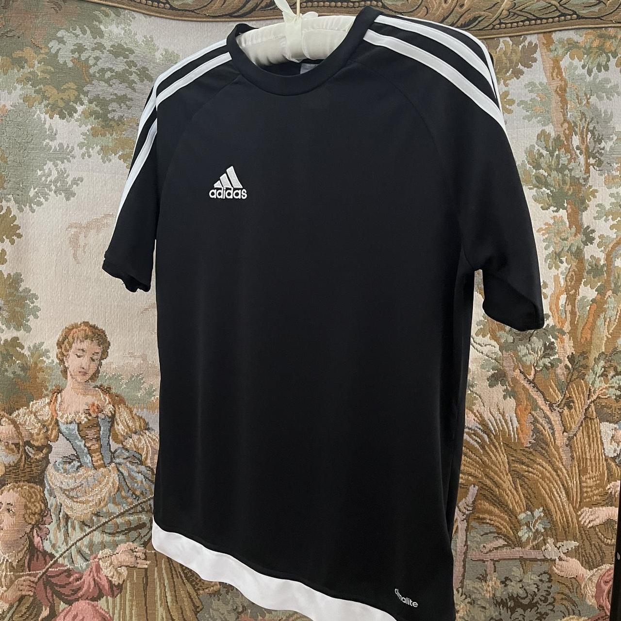 Adidas black & white soccer jersey ⚽️ labelled youth... - Depop