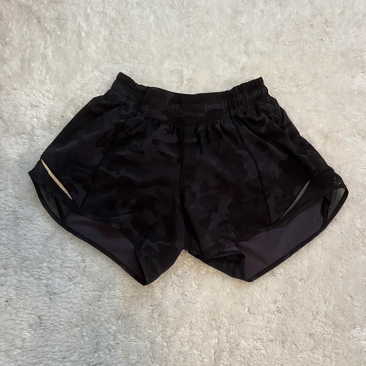 Lululemon Shorts Size 4 Tall Black camo Depop