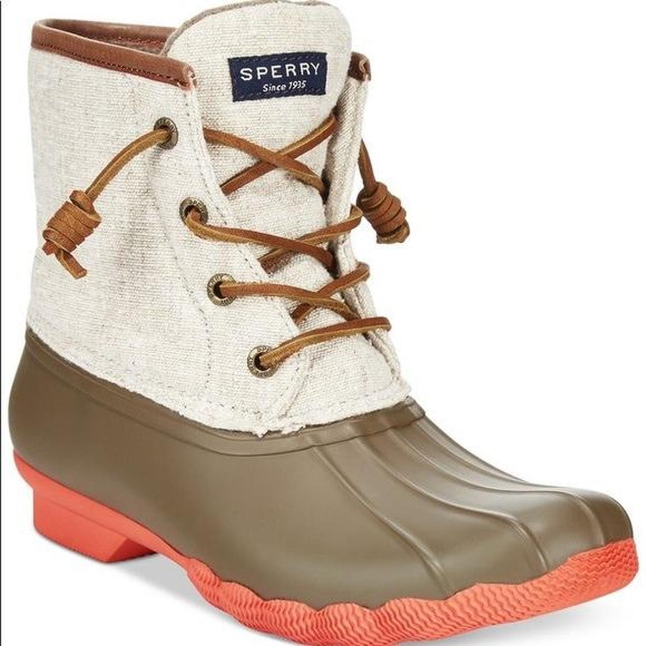 Cream colored sperry duck hot sale boots