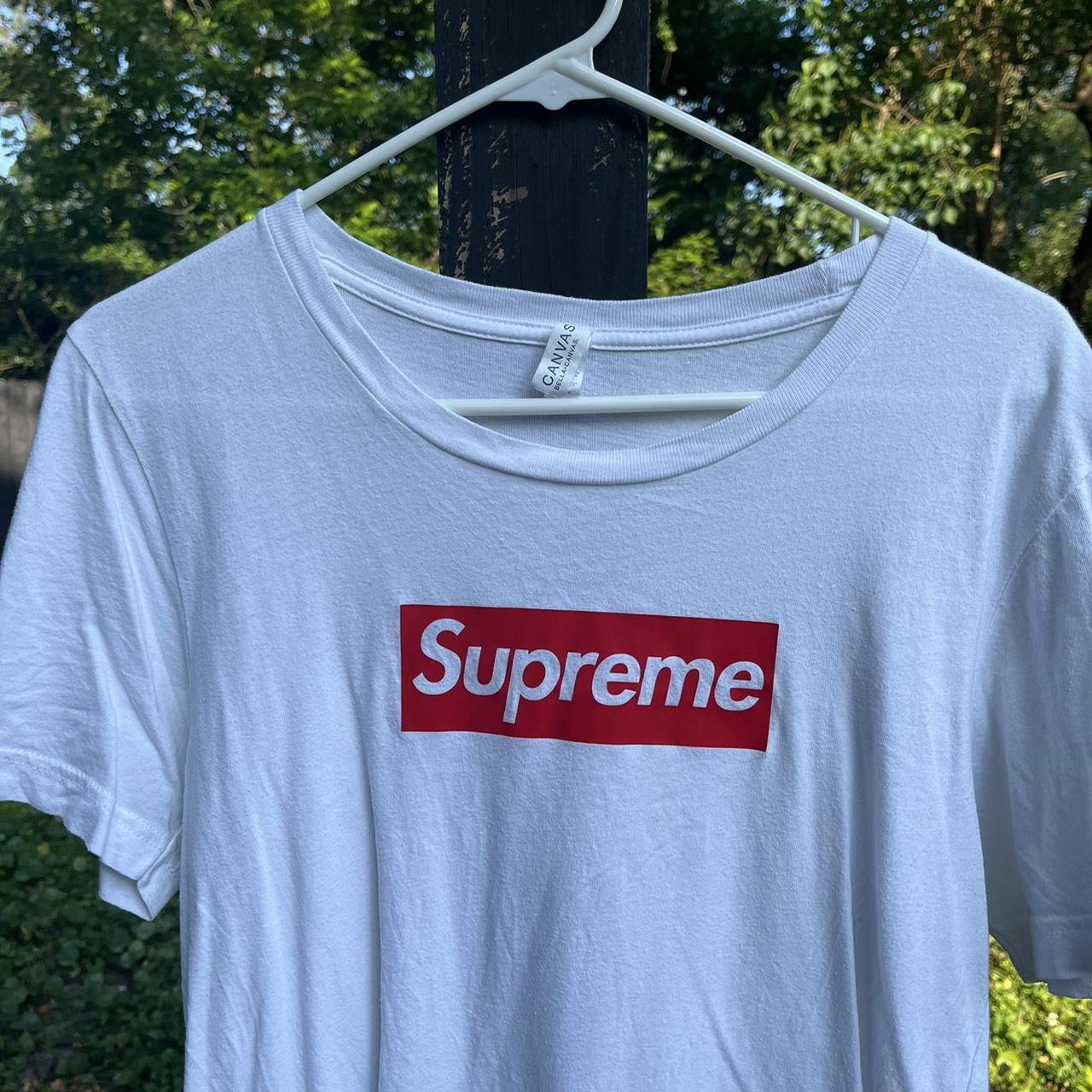 Supreme Women S White And Red T Shirt Depop