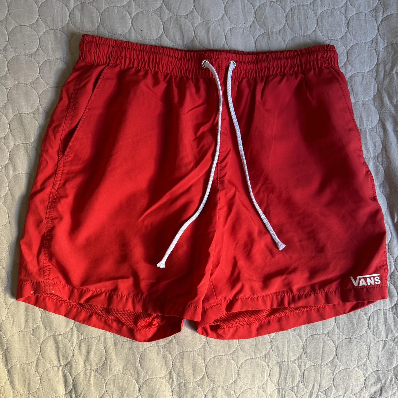 Red Men’s Nylon Shorts * has minor distressing and... - Depop