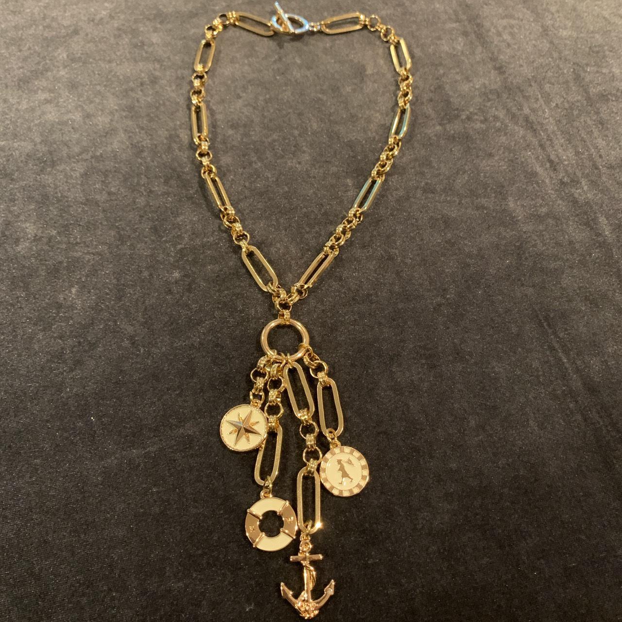 Vintage Gold tone Necklace / Choker with Tassel... - Depop