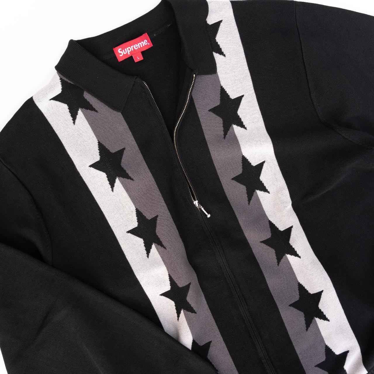 Supreme Stars Zip Up Sweater Knit Polo Cardigan