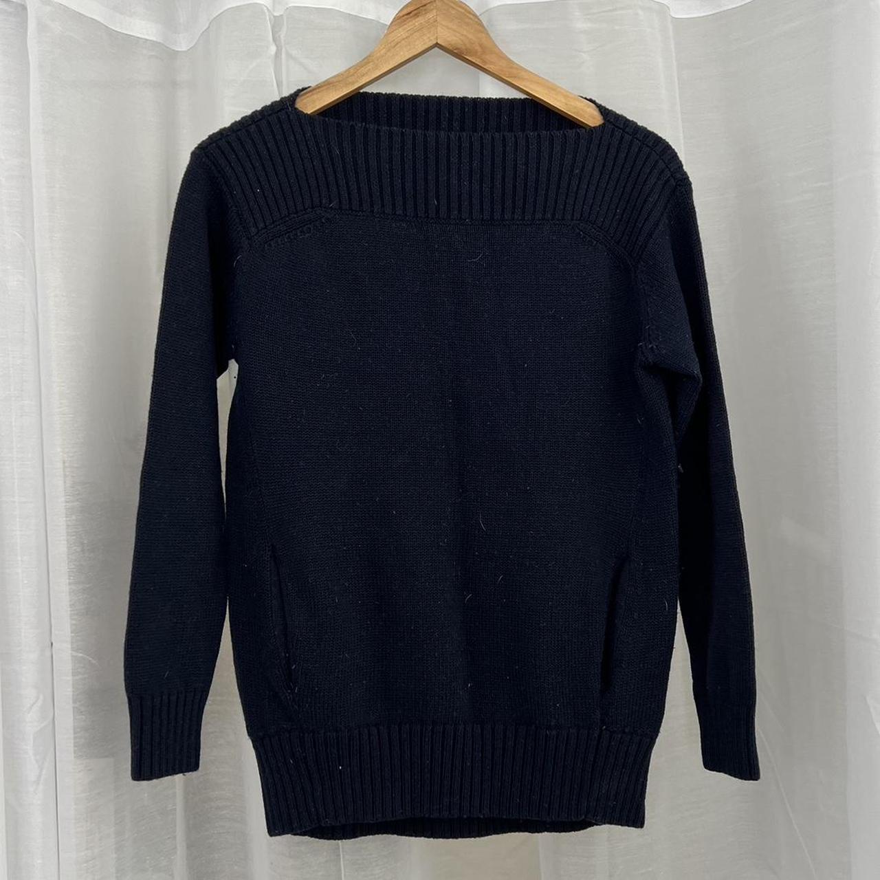 Jac + Jack merino wool jumper in navy blue Boat neck... - Depop