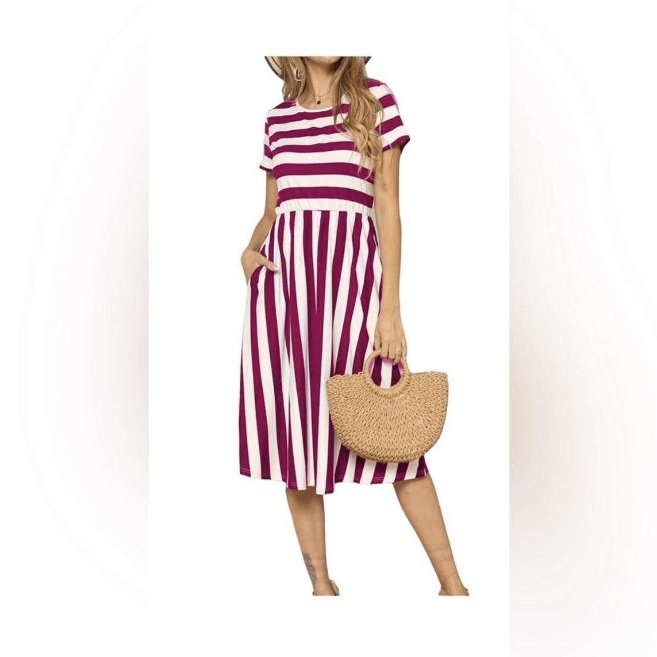 Nordstrom Red and White Striped Swing Dress Size