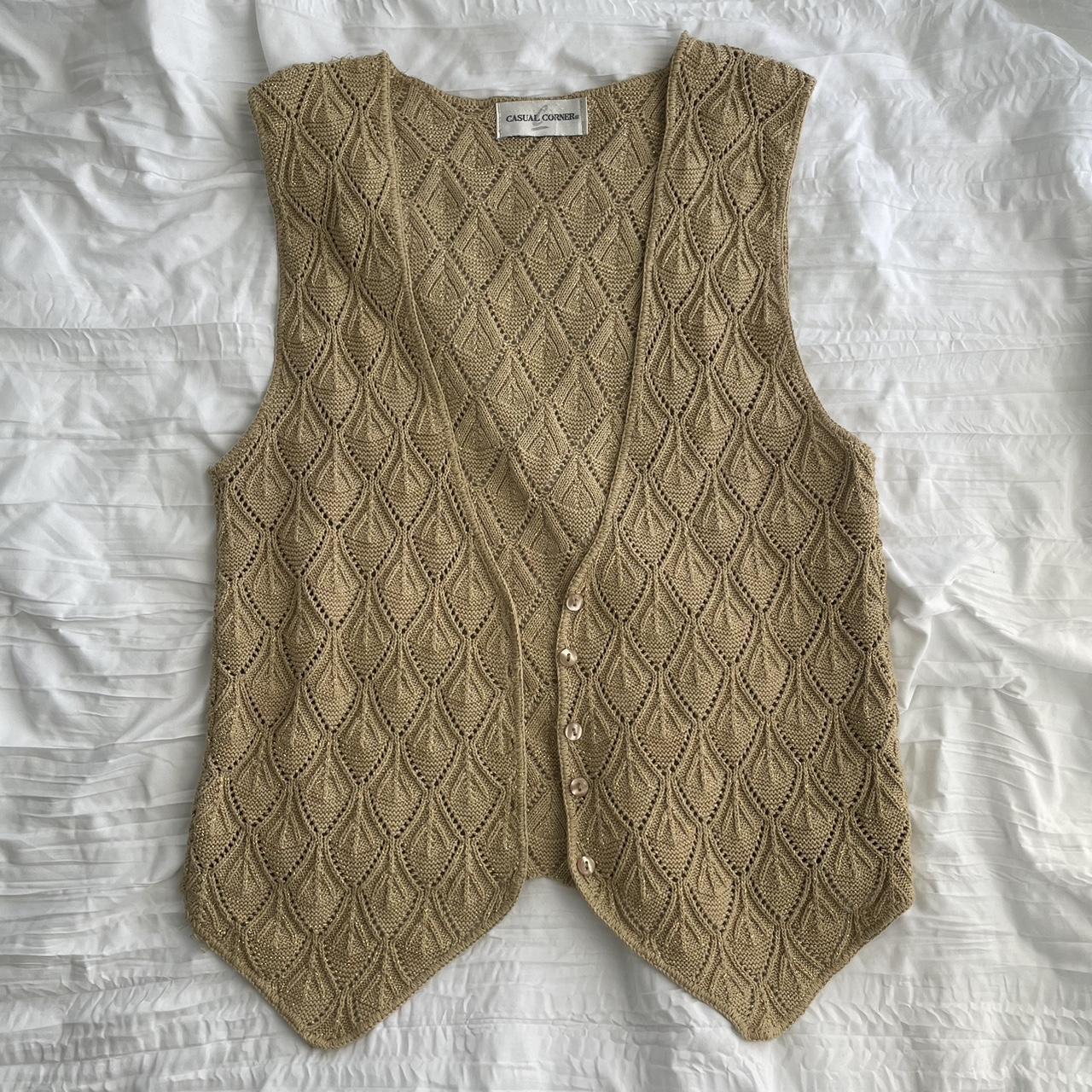 Knitted Vest Cardigan Golden Detail No Size... Depop