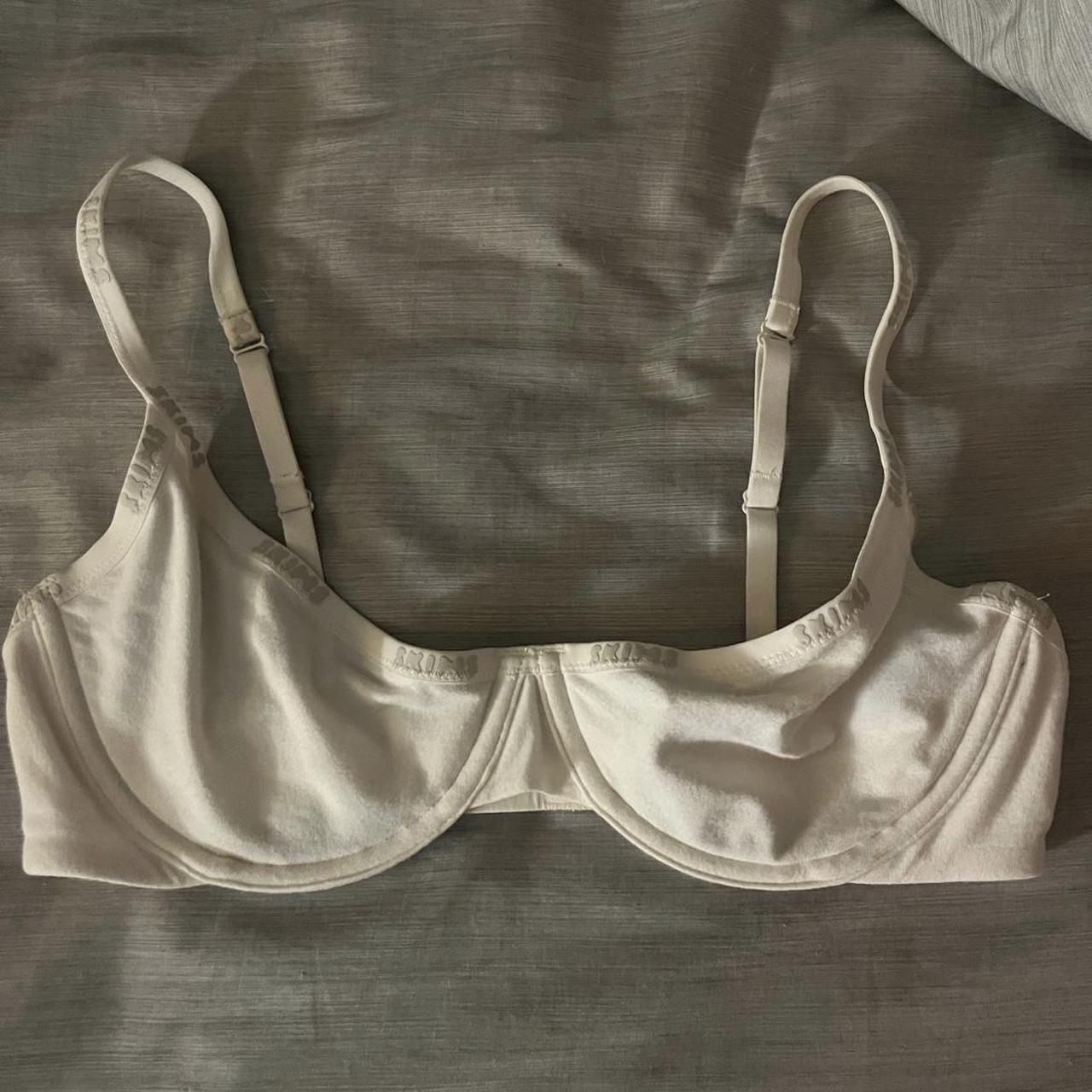 Skims cotton logo underwire Demi bra Size 36C Worn... - Depop