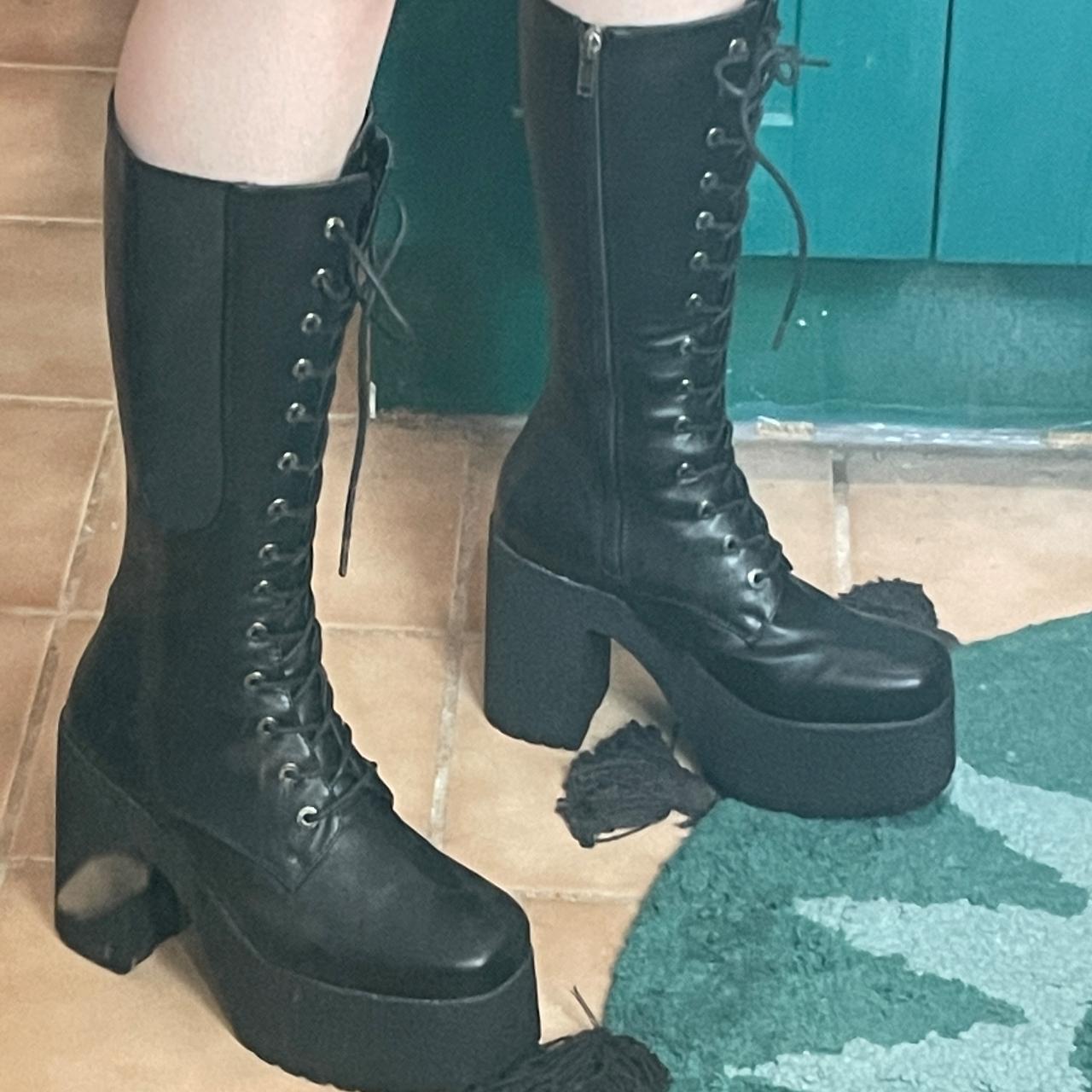 Dolls Kill Women's Black Boots Depop