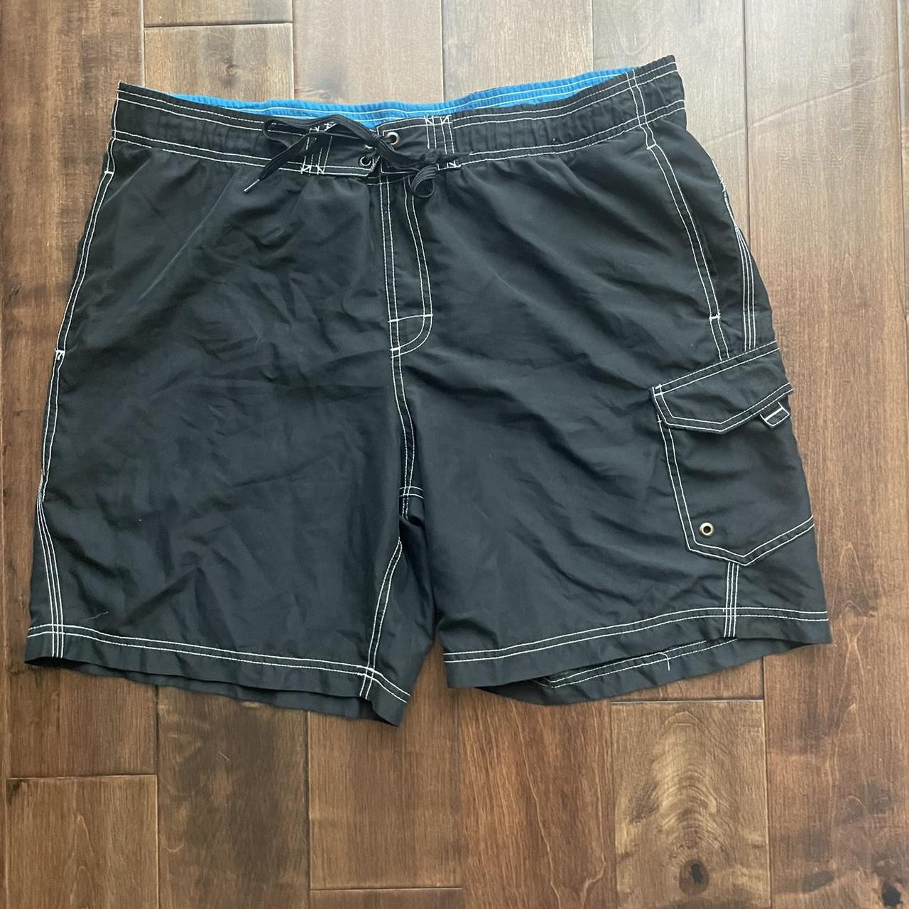 Mens champion swim trunks Black with blue inside... - Depop