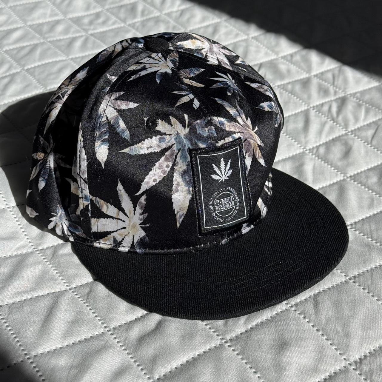 Men's Caps - Black/Multi – Black Leaf Pattern Cap… - image 1