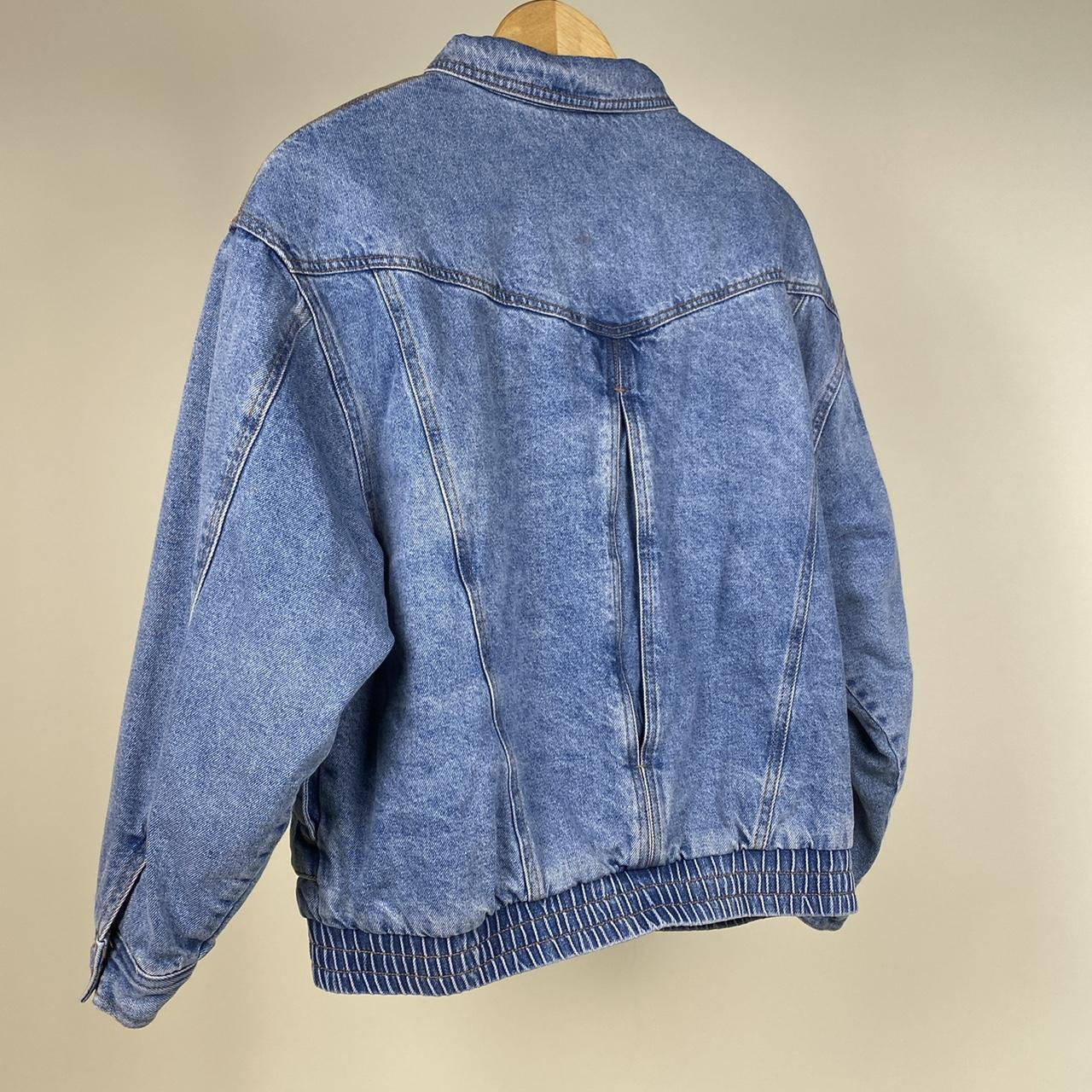 Medium light wash denim jacket with fur inside and... Depop