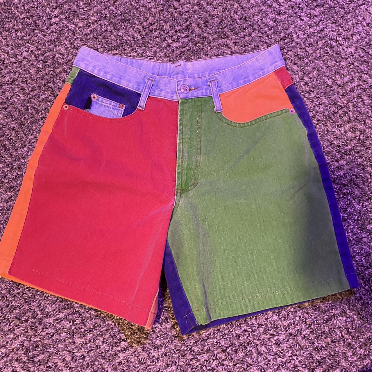 STEEL Jeans Women's Orange and Purple Shorts | Depop