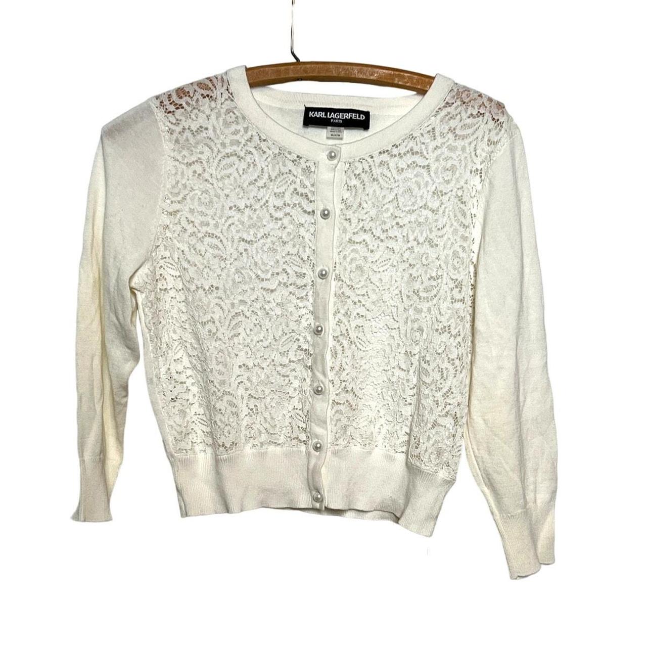 Karl lagerfeld pearl cardigan best sale