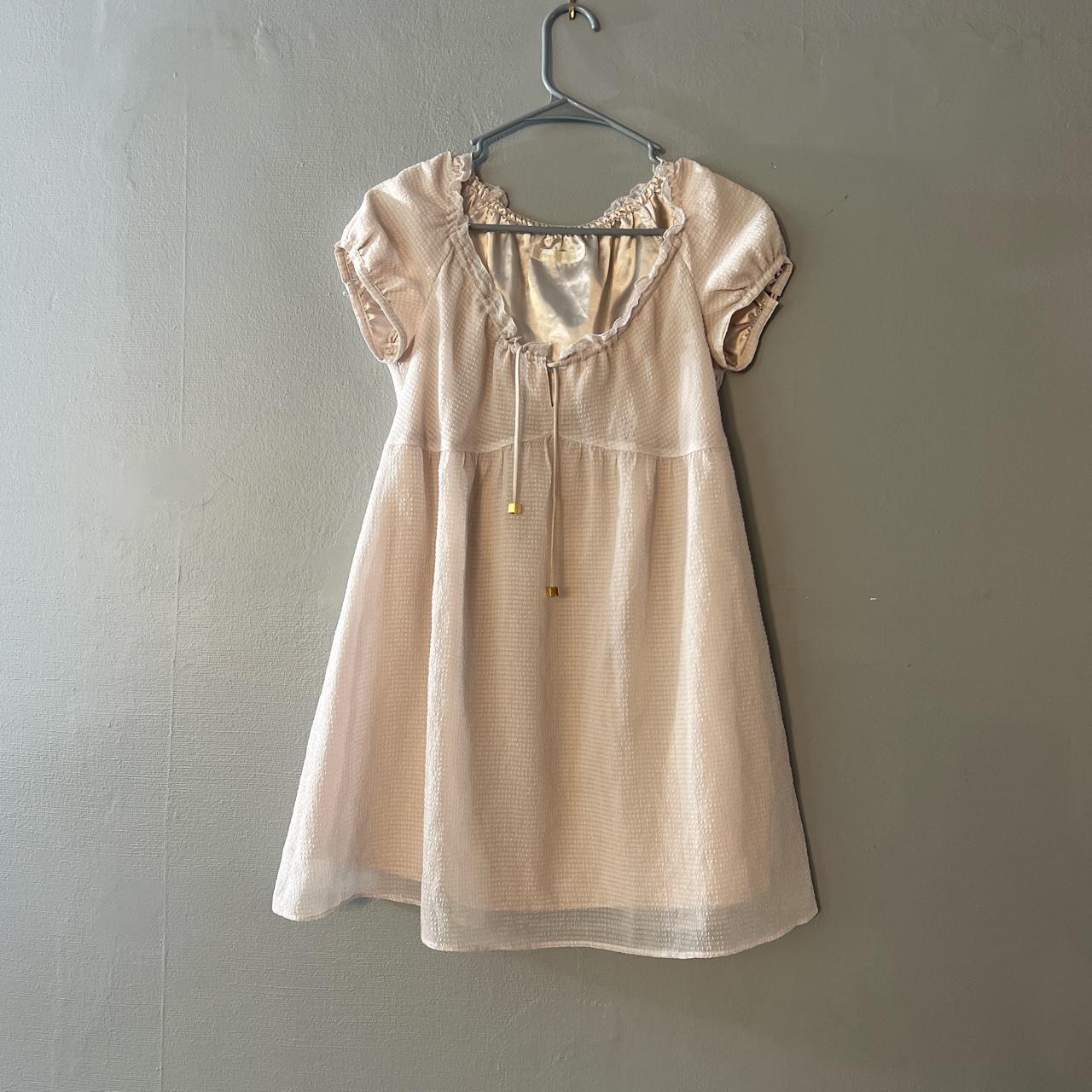 Pinky girls lux milkmaid mini dress in cream Super... - Depop