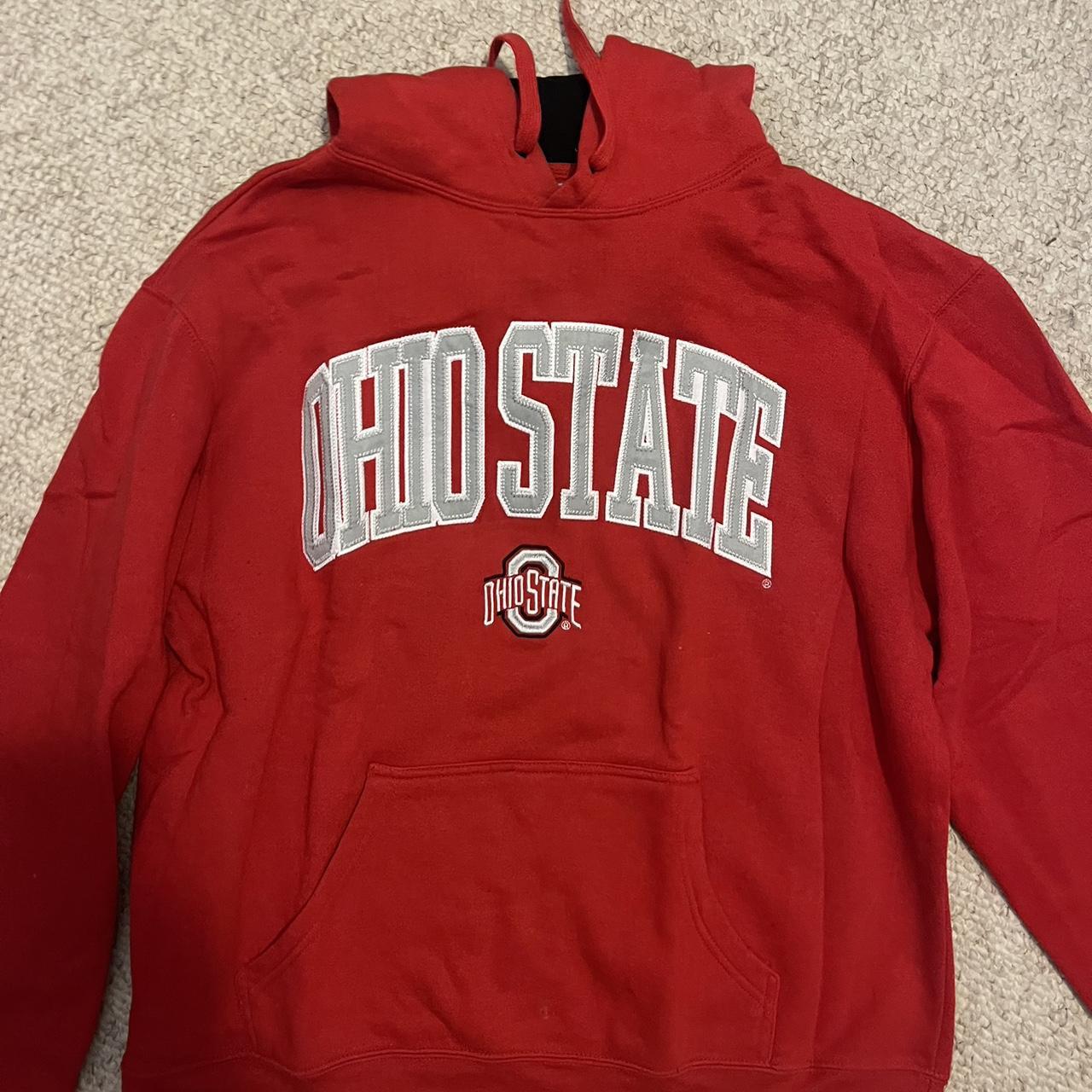 Ohio State red sweatshirt with hood Size XL... - Depop