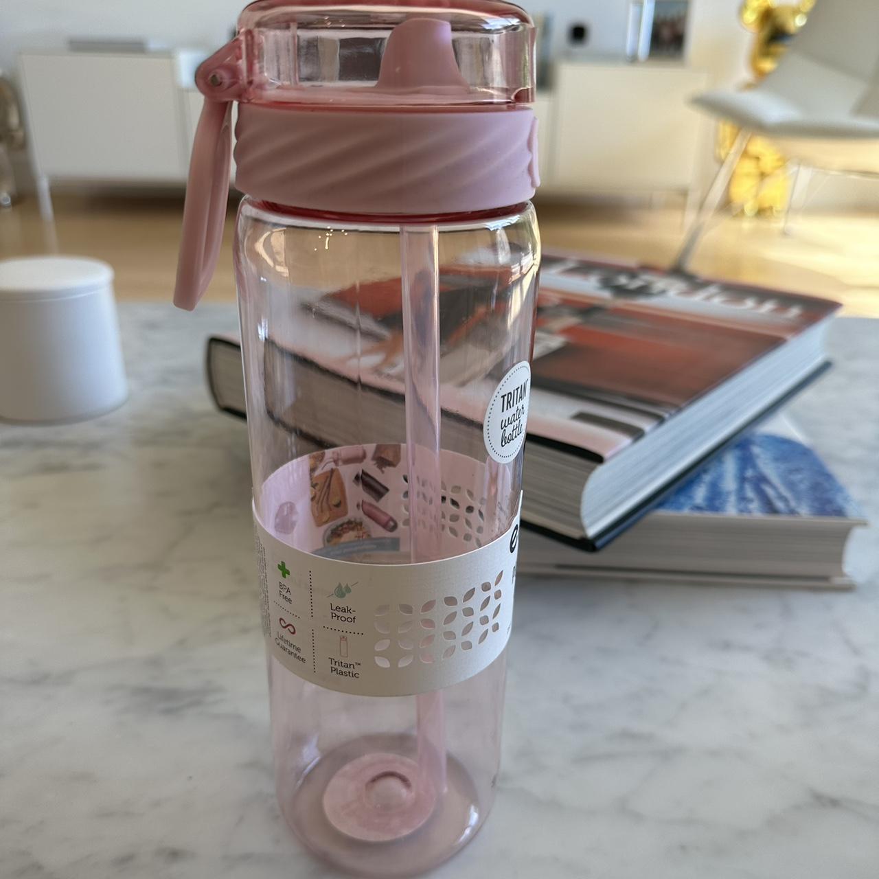 Lululemon water bottle. Pink with silver writing. - Depop