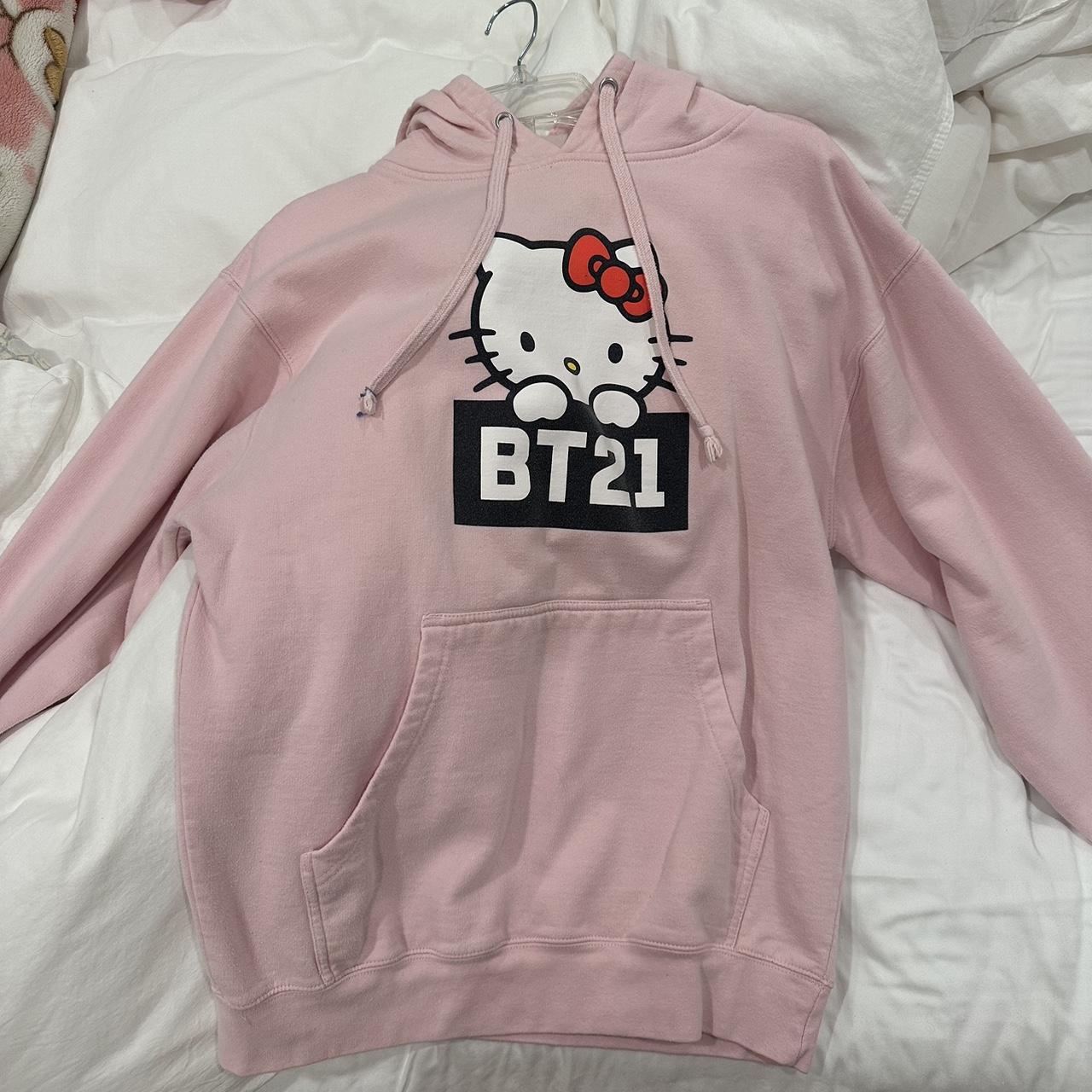 BTS BT21 official hello kitty collab pink hoodie - Depop