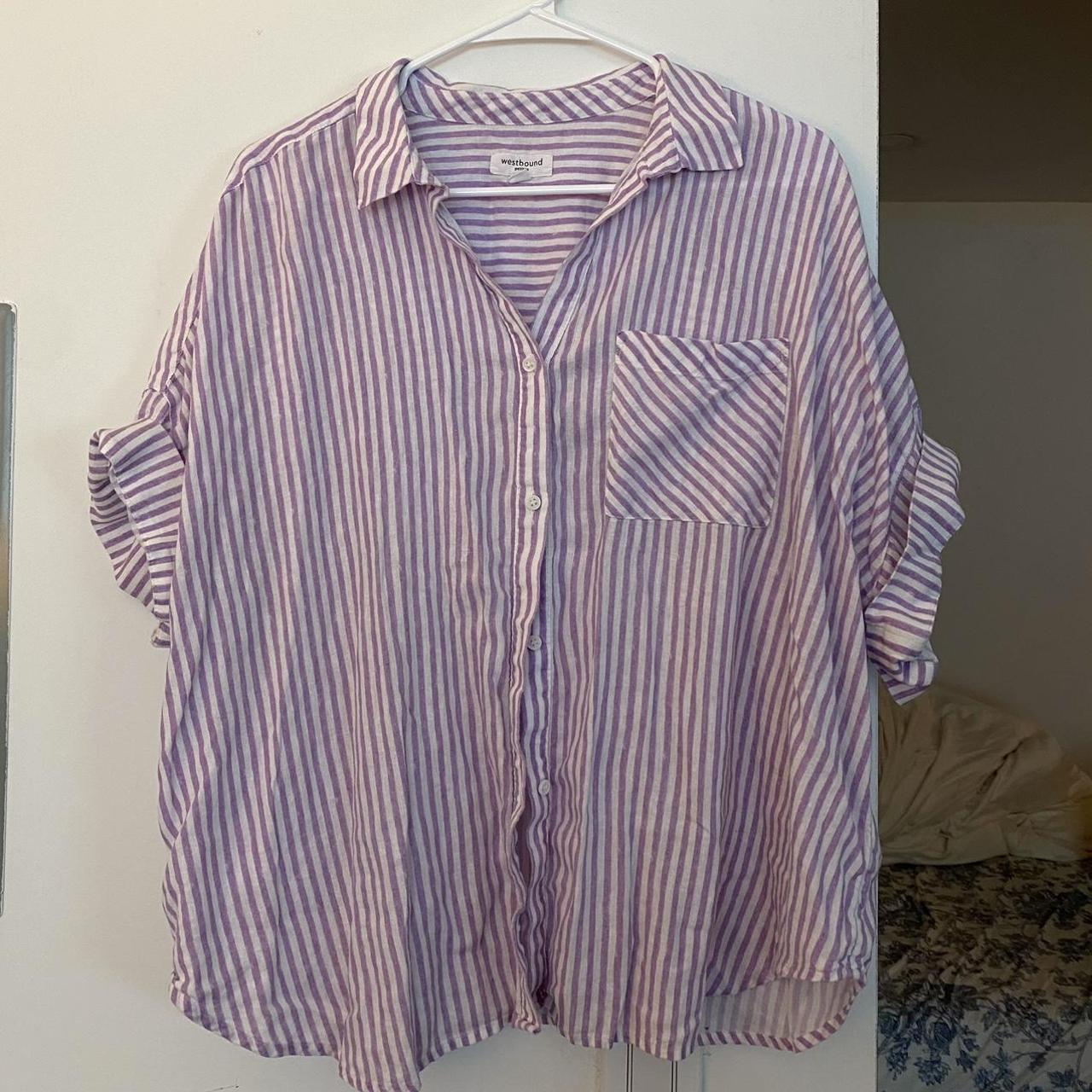 oversized striped button down - perfect to throw... - Depop