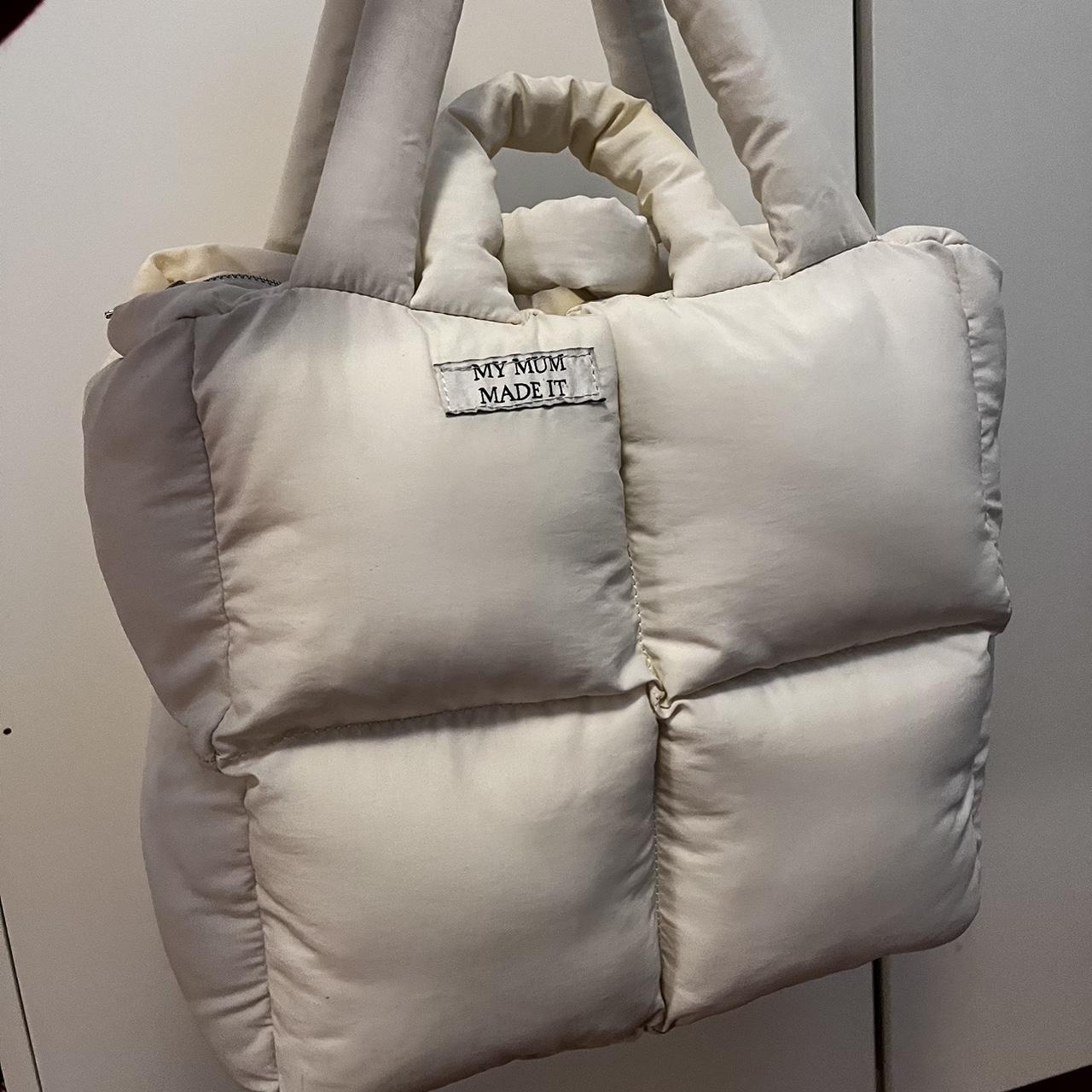 Really nice my mum made it cream puffer tote. Never... - Depop