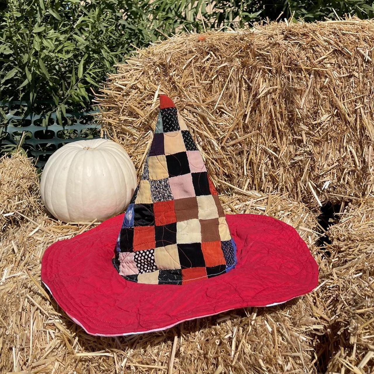 Women's Hat - Multi/Red – Checker patchwork witch… - image 1