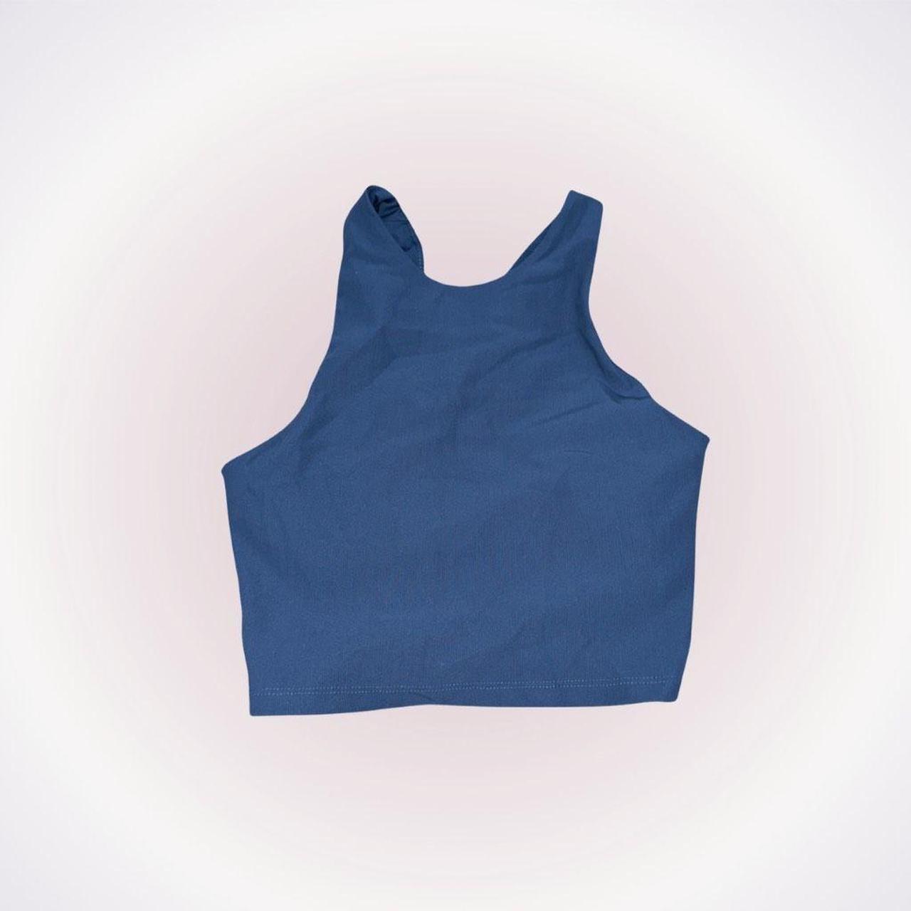Kyodan High Neck Blue Sports Bra Ribbed Depop