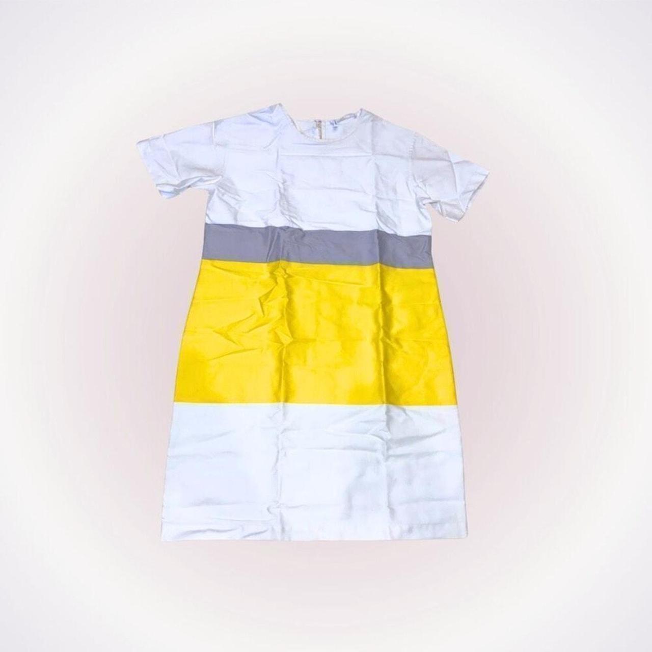 Derek Lam white top and yellow modern short sleeve shirt dress