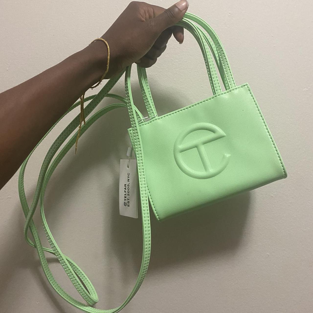 brand new lime green mini telfar, slime green,