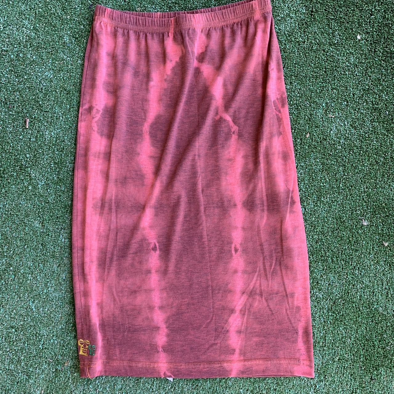 Burgundy Bleach Tie Dye Pencil Skirt I Love This Depop