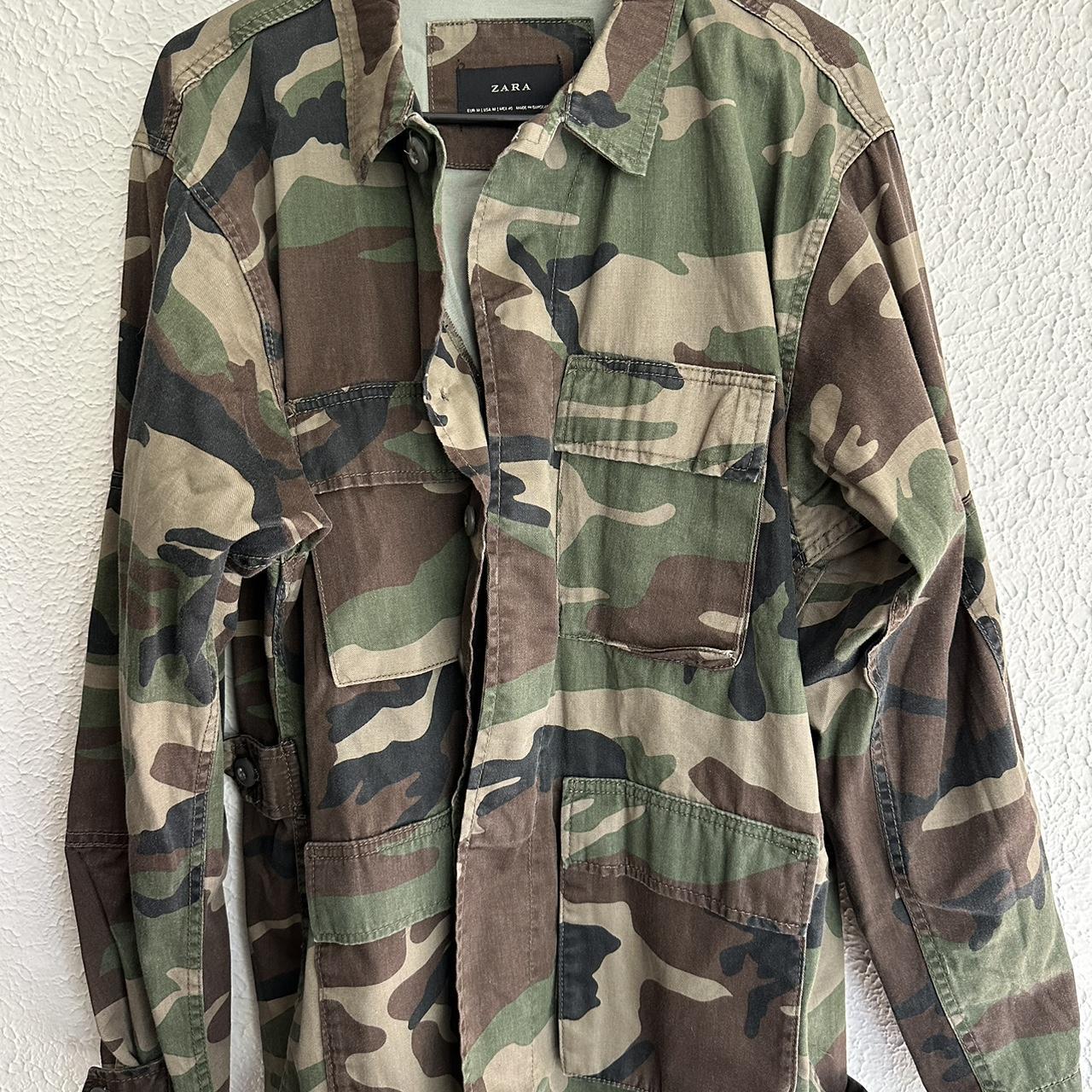 Zara men’s camo jacket size large like new zara camo Depop