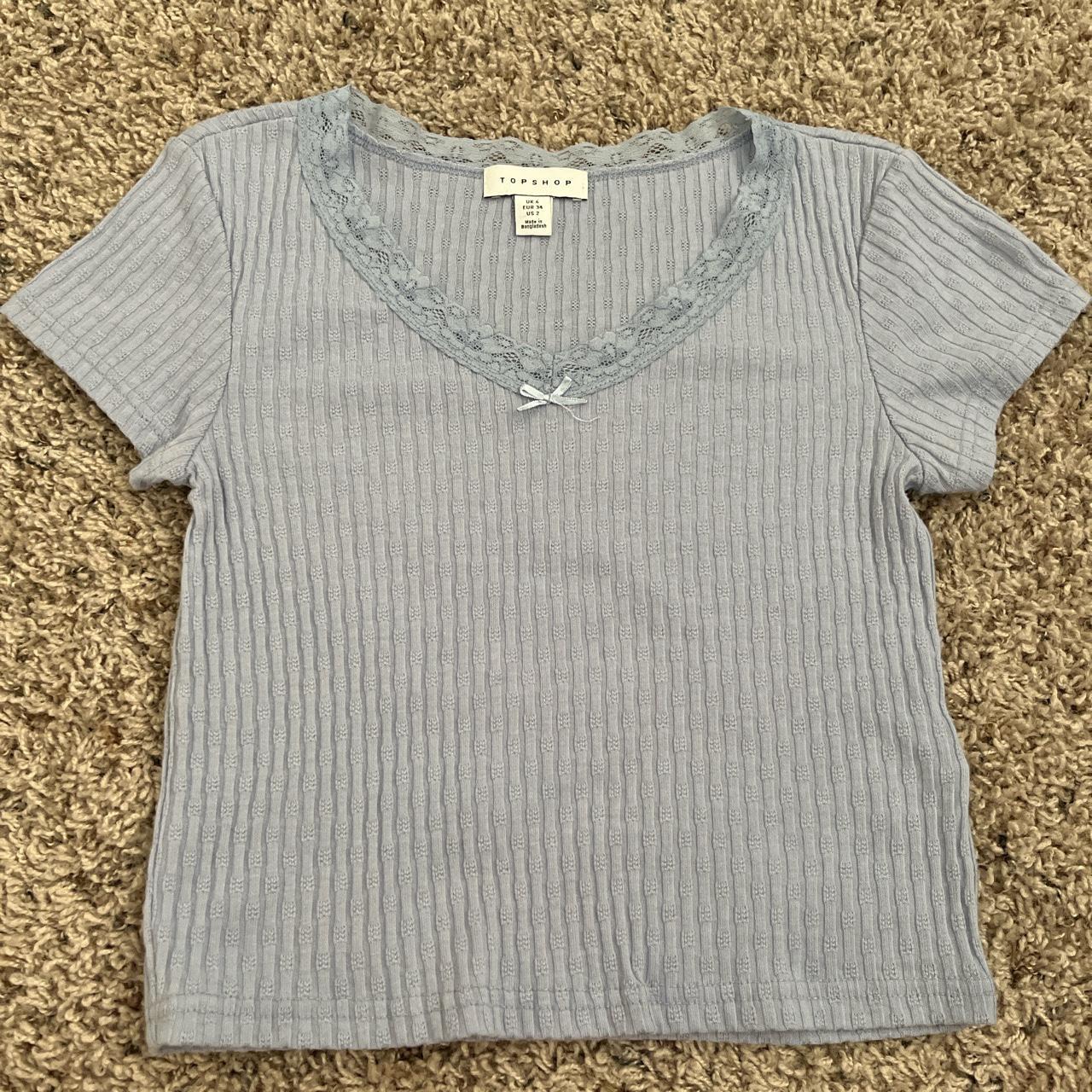 Baby blue baby tee! Worn a couple times, but great... - Depop