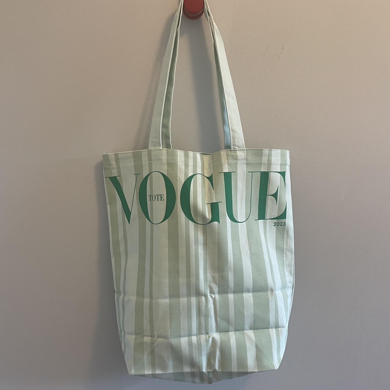 Vogue Tote In Mint Stripes. - Depop