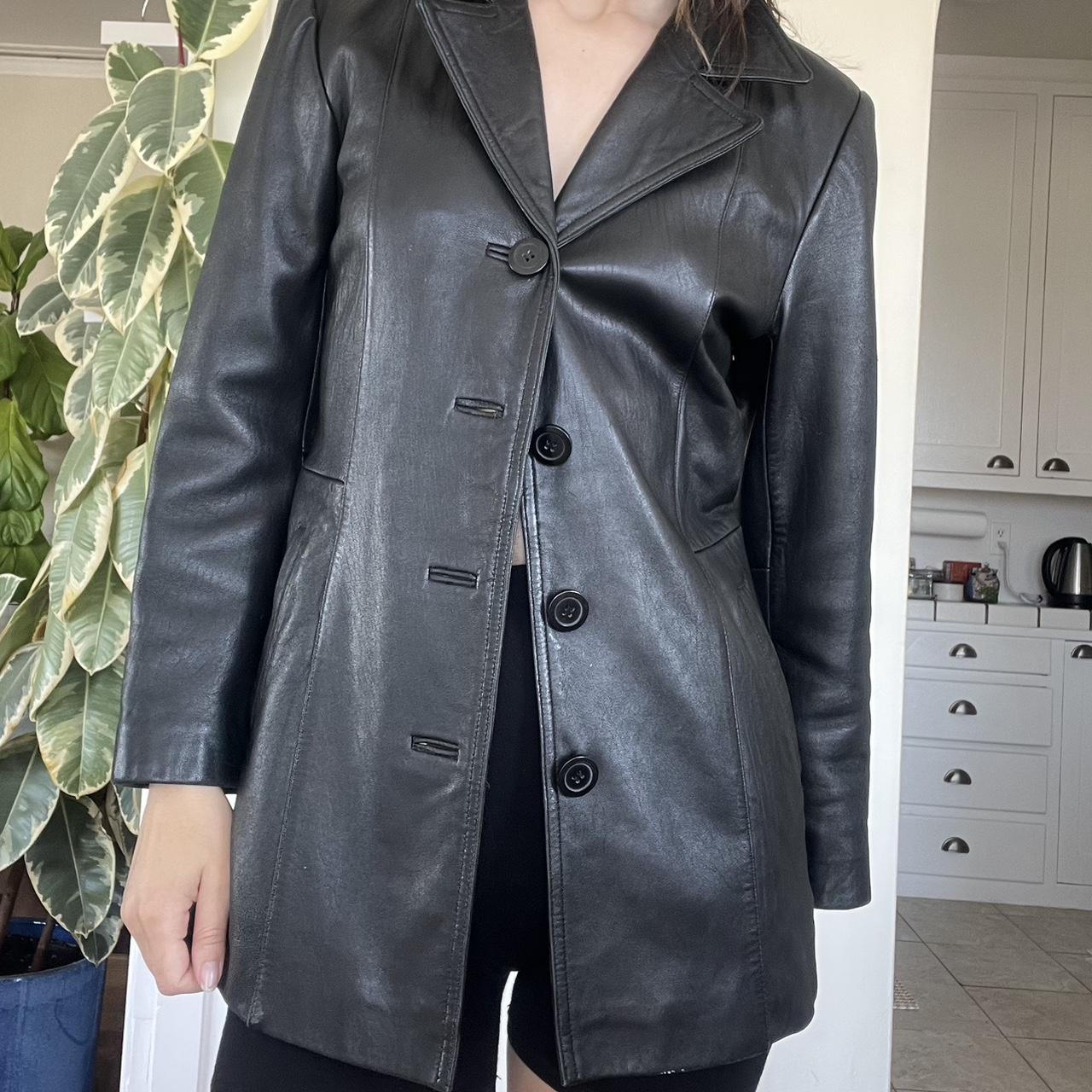 ジャケット・アウター archive DKNY leather car coat y2k Vintage DKNY black leather jacket. 90s/00s style | Depop