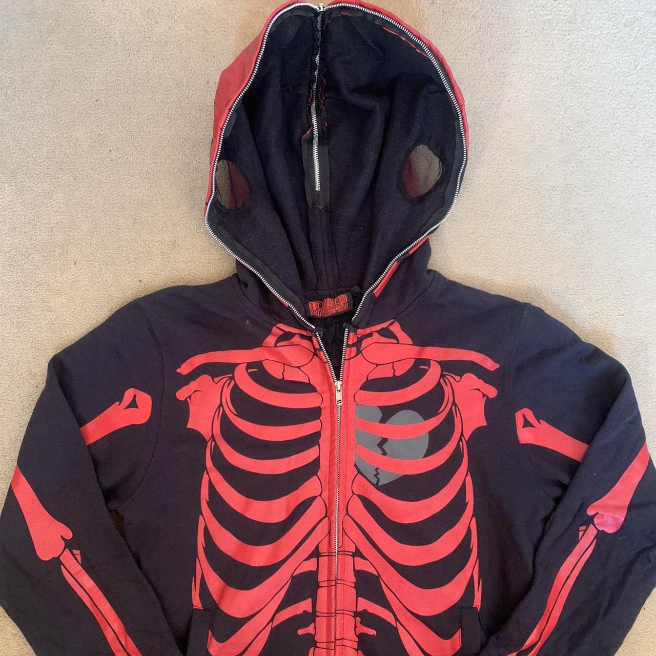 Skeleton Hoodie Full Zip Cover with Mesh Eye... - Depop