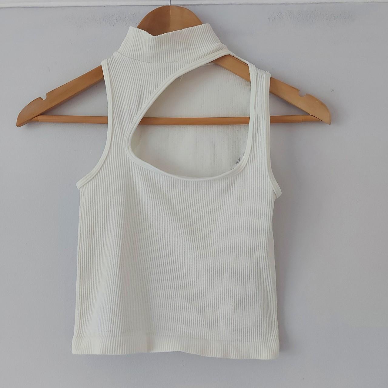 Urban Outfitters Ivory cut out tank top. Mock neck.... - Depop