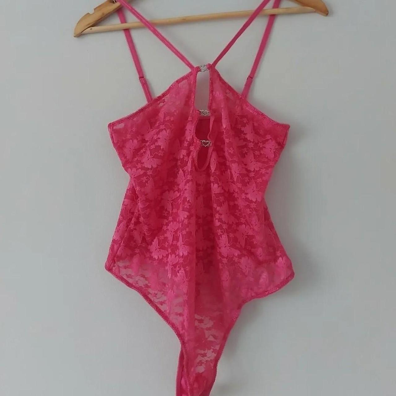 Urban Outfitters Pink Butterfly Lace Bodysuit.... Depop