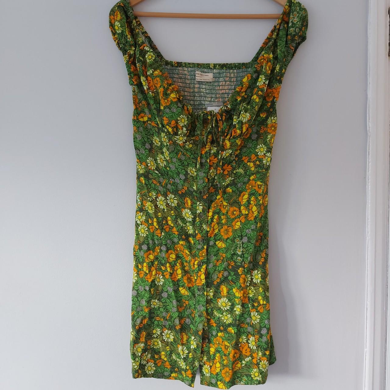Urban Outfitters green Cassie Floral Mini Dress.... - Depop