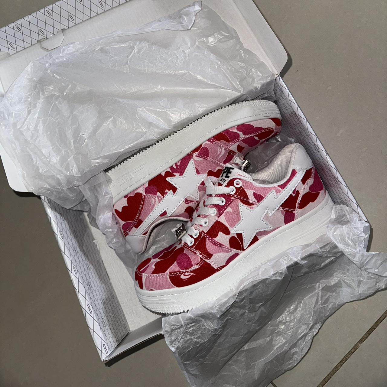 a bathing ape bape sta low white abc camo pink