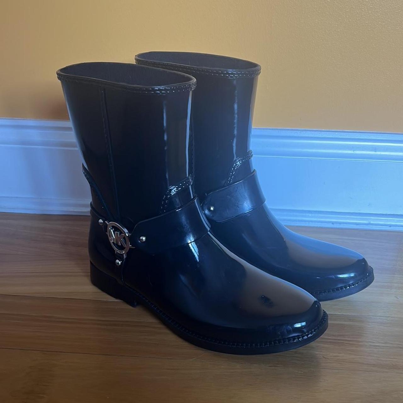 Black Michael Kors rain boots size 10 lightly worn Depop