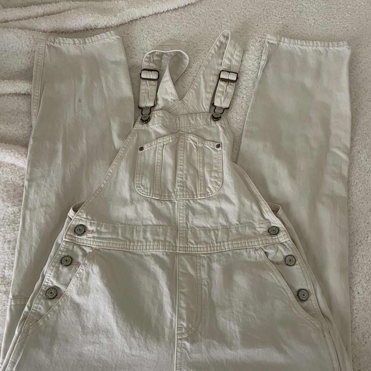 Women's Cream Dungareesoveralls Depop
