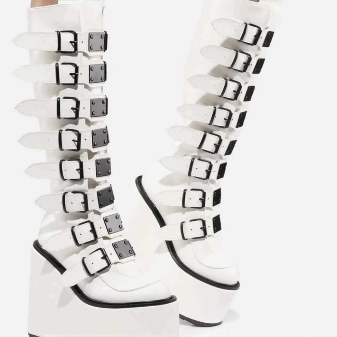 demonia trinity boots white