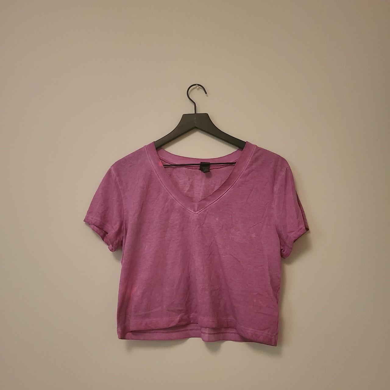 Purple wild fable cropped tee V-neck A few bleach... - Depop